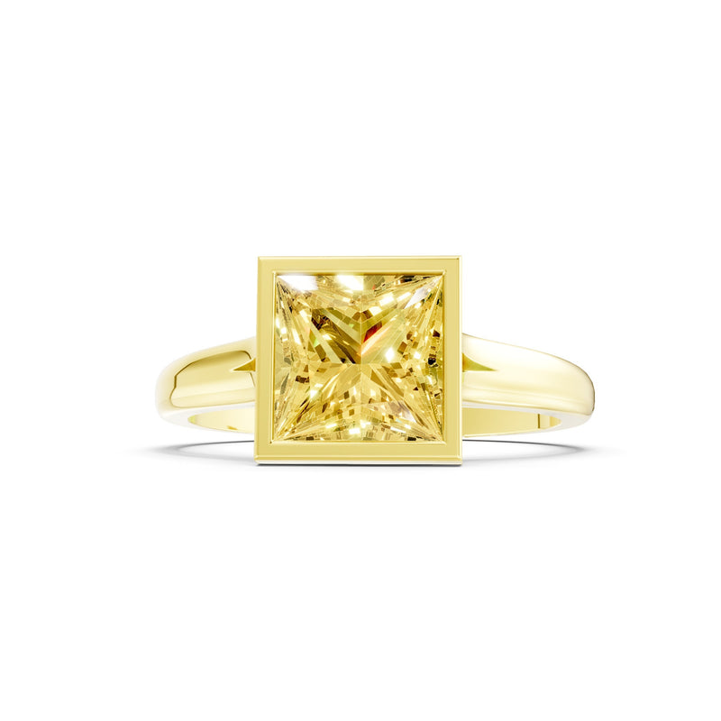 Princess Cut Bezel Gemstone Solitaire Ring