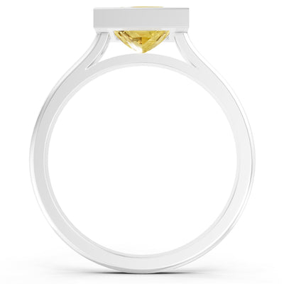 Princess Cut Bezel Gemstone Solitaire Ring