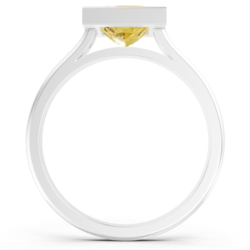 Princess Cut Bezel Gemstone Solitaire Ring