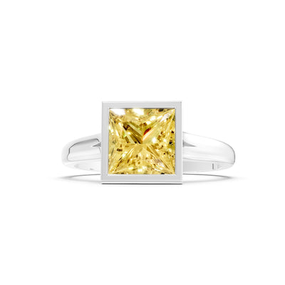 Princess Cut Bezel Gemstone Solitaire Ring