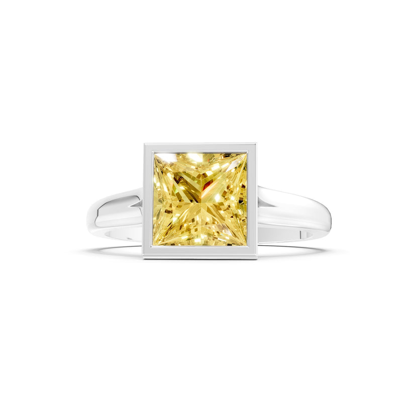 Princess Cut Bezel Gemstone Solitaire Ring