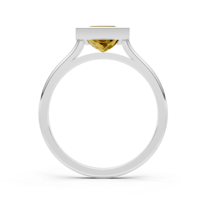 Citrine Princess Shape Bezel Solitaire Ring