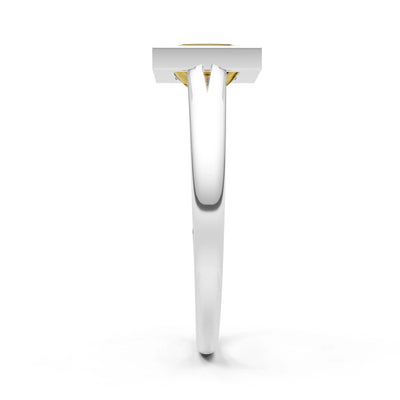 Citrine Princess Shape Bezel Solitaire Ring