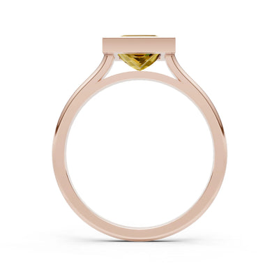 Princess Cut Bezel Gemstone Solitaire Ring