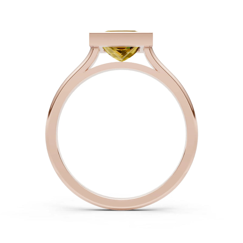 Princess Cut Bezel Gemstone Solitaire Ring