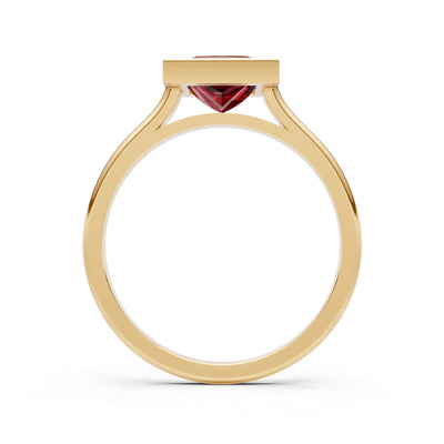 Garnet Princess Shape Bezel Solitaire Ring