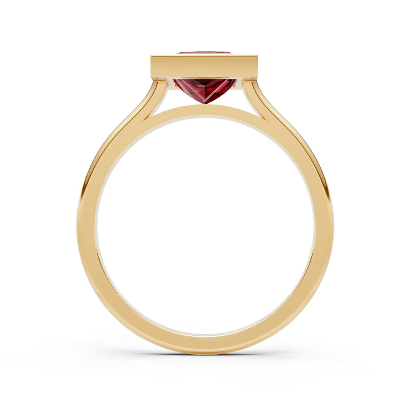 Garnet Princess Shape Bezel Solitaire Ring