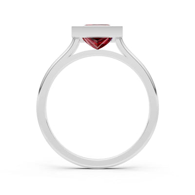 Garnet Princess Shape Bezel Solitaire Ring