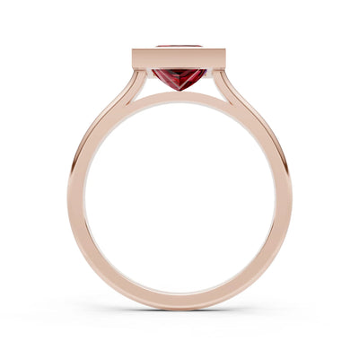 Garnet Princess Shape Bezel Solitaire Ring