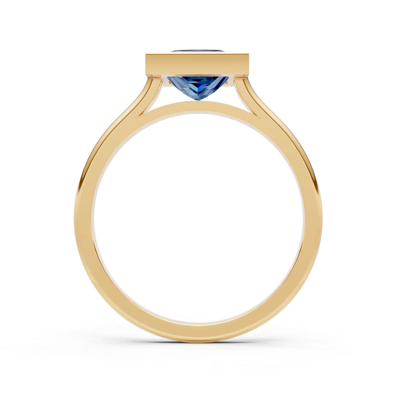 London Blue Topaz Princess Shape Bezel Solitaire Ring