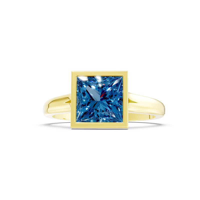 Princess Cut Bezel Gemstone Solitaire Ring