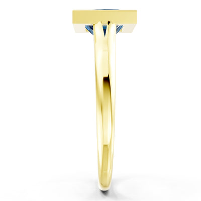 Princess Cut Bezel Gemstone Solitaire Ring