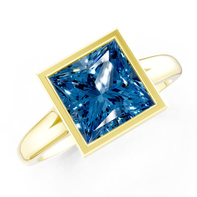 Princess Cut Bezel Gemstone Solitaire Ring