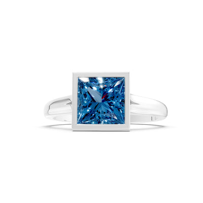 Princess Cut Bezel Gemstone Solitaire Ring