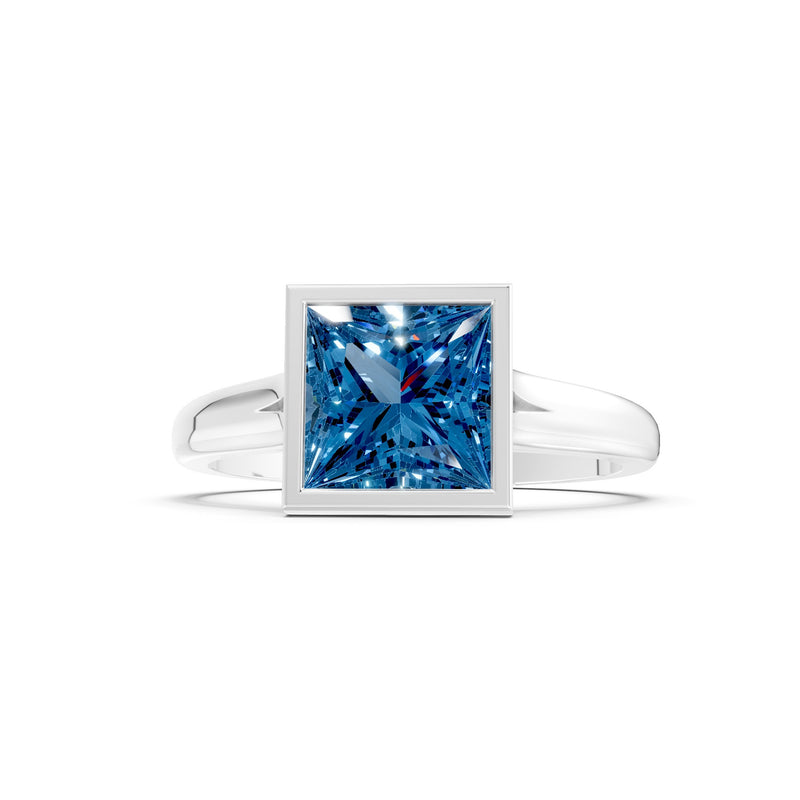 Princess Cut Bezel Gemstone Solitaire Ring