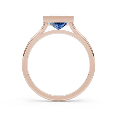 Princess Cut Bezel Gemstone Solitaire Ring