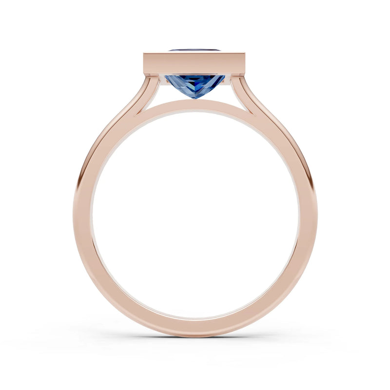Princess Cut Bezel Gemstone Solitaire Ring