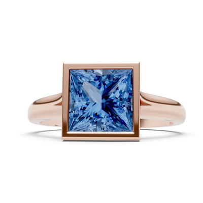 Princess Cut Bezel Gemstone Solitaire Ring