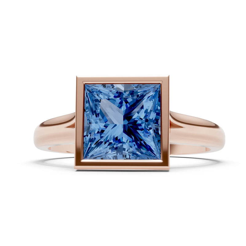 Princess Cut Bezel Gemstone Solitaire Ring