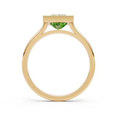Peridot Princess Shape Bezel Solitaire Ring