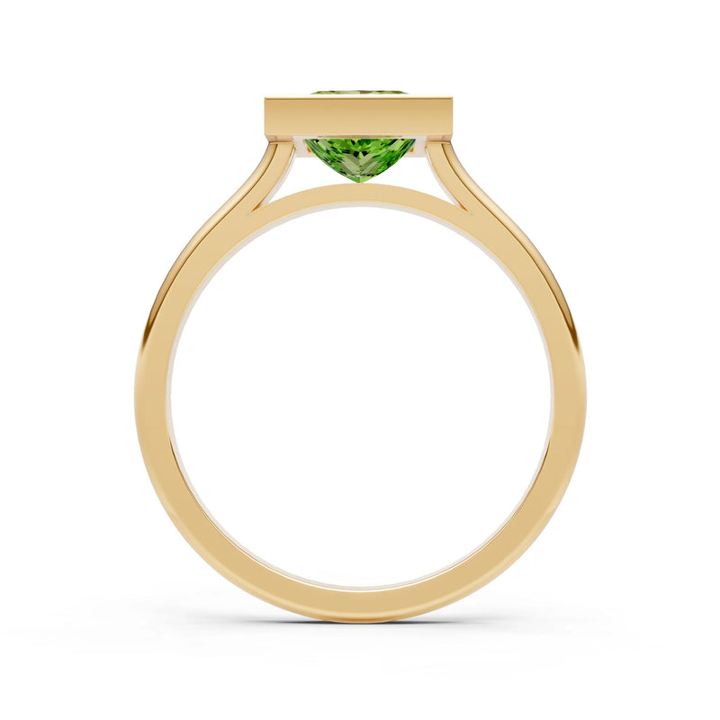 Peridot Princess Shape Bezel Solitaire Ring