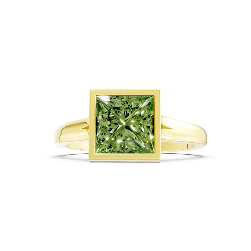 Princess Cut Bezel Gemstone Solitaire Ring
