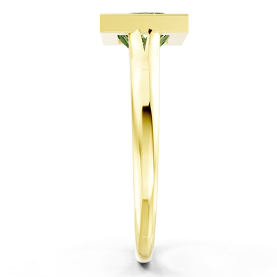 Princess Cut Bezel Gemstone Solitaire Ring