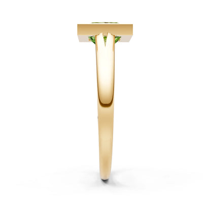 Peridot Princess Shape Bezel Solitaire Ring