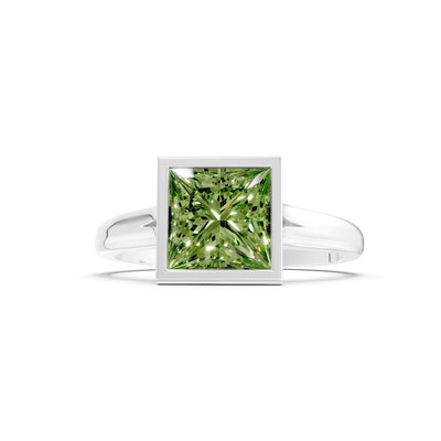 Princess Cut Bezel Gemstone Solitaire Ring
