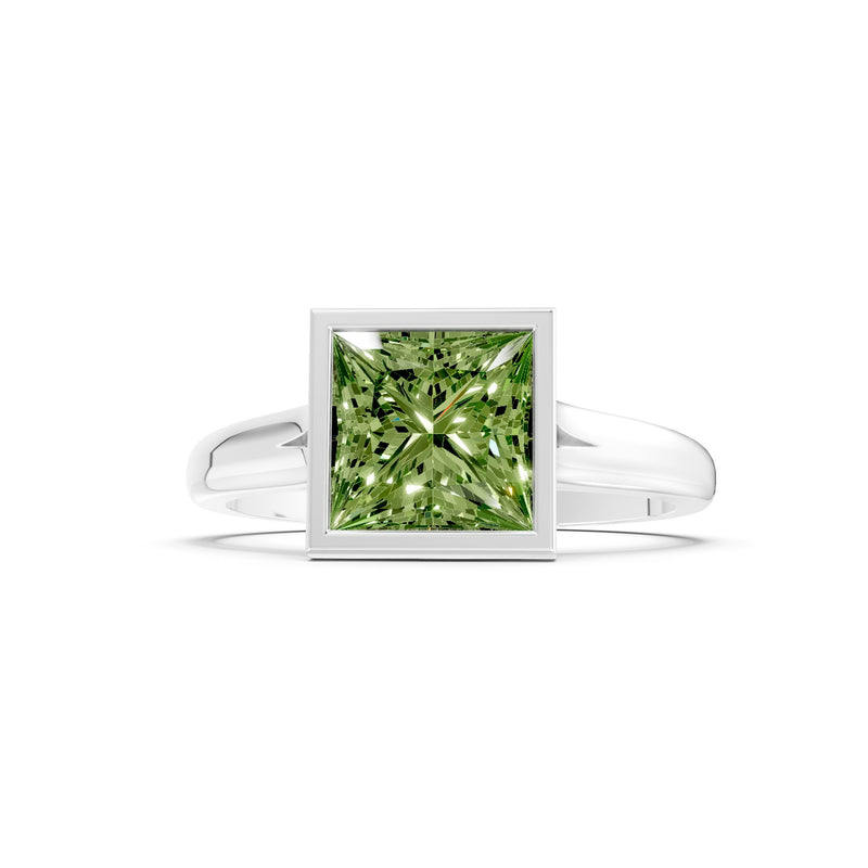 Princess Cut Bezel Gemstone Solitaire Ring