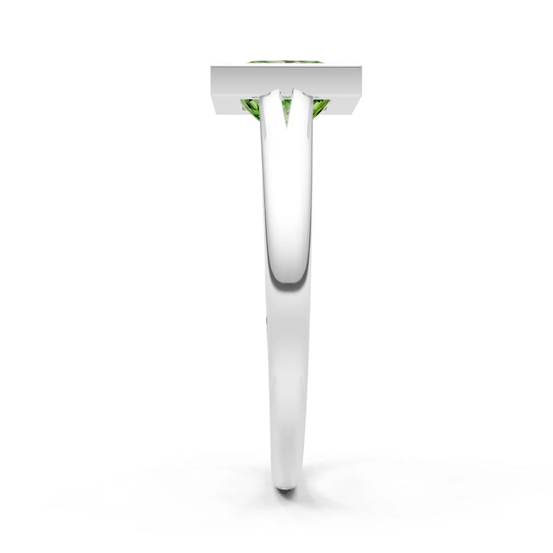 Peridot Princess Shape Bezel Solitaire Ring