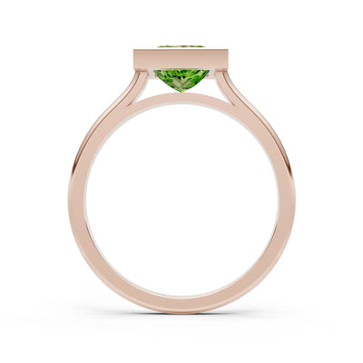 Peridot Princess Shape Bezel Solitaire Ring