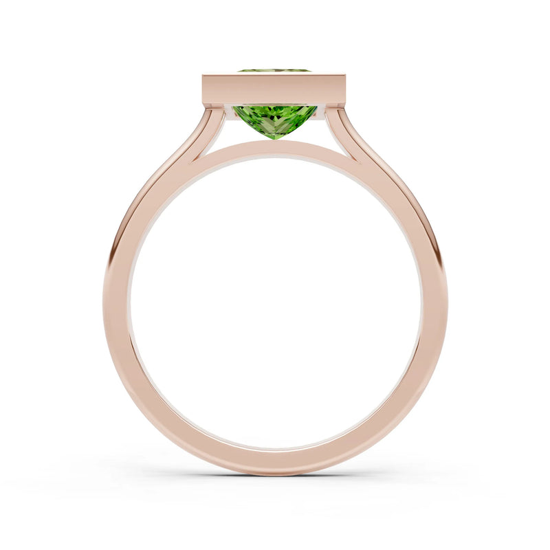 Peridot Princess Shape Bezel Solitaire Ring