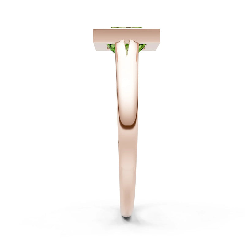 Peridot Princess Shape Bezel Solitaire Ring