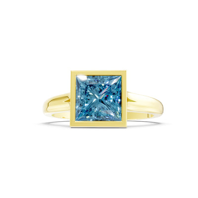 Princess Cut Bezel Gemstone Solitaire Ring