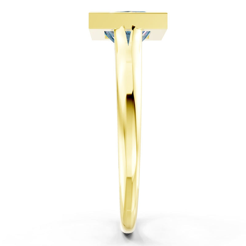 Princess Cut Bezel Gemstone Solitaire Ring
