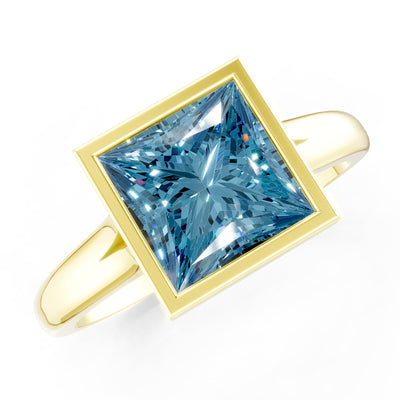 Princess Cut Bezel Gemstone Solitaire Ring