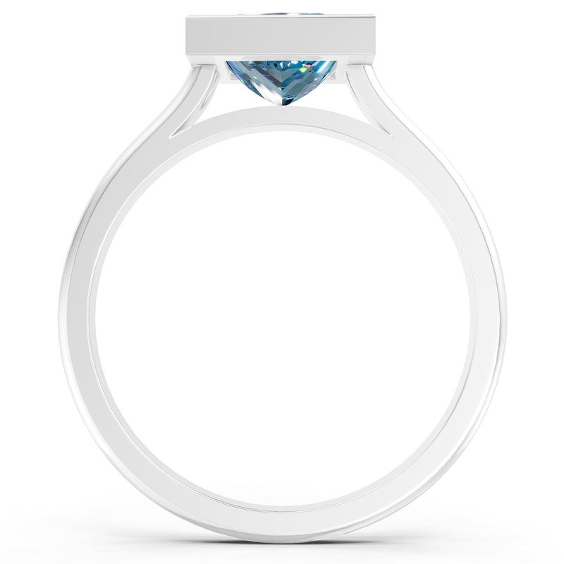 Princess Cut Bezel Gemstone Solitaire Ring