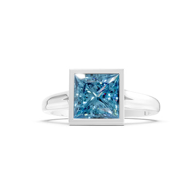 Princess Cut Bezel Gemstone Solitaire Ring