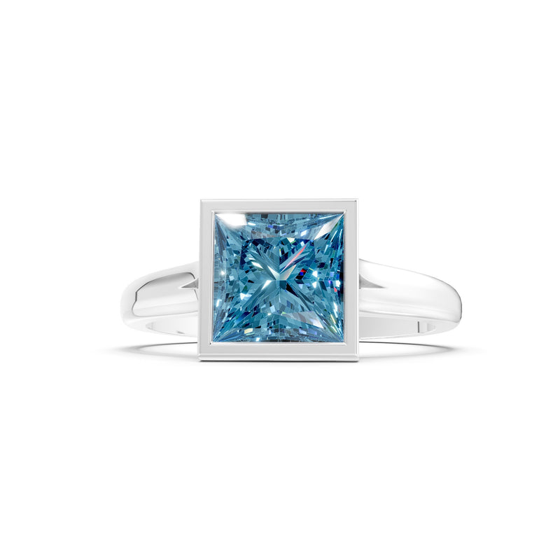 Princess Cut Bezel Gemstone Solitaire Ring