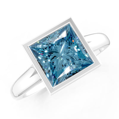 Princess Cut Bezel Gemstone Solitaire Ring