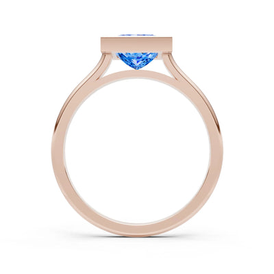Princess Cut Bezel Gemstone Solitaire Ring