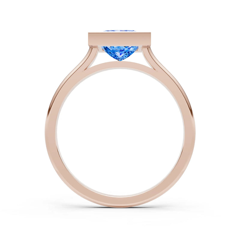 Princess Cut Bezel Gemstone Solitaire Ring