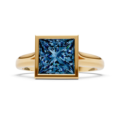 Alexandrite Princess Shape Bezel Solitaire Ring