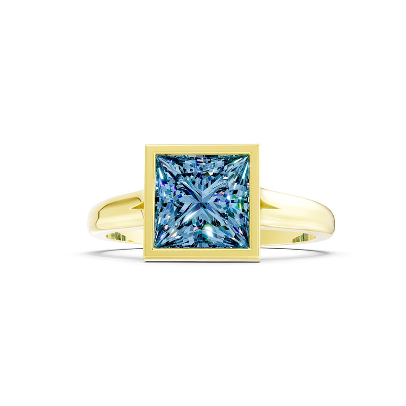 Princess Cut Bezel Gemstone Solitaire Ring