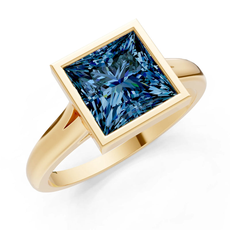 Alexandrite Princess Shape Bezel Solitaire Ring