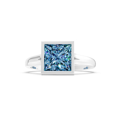 Princess Cut Bezel Gemstone Solitaire Ring