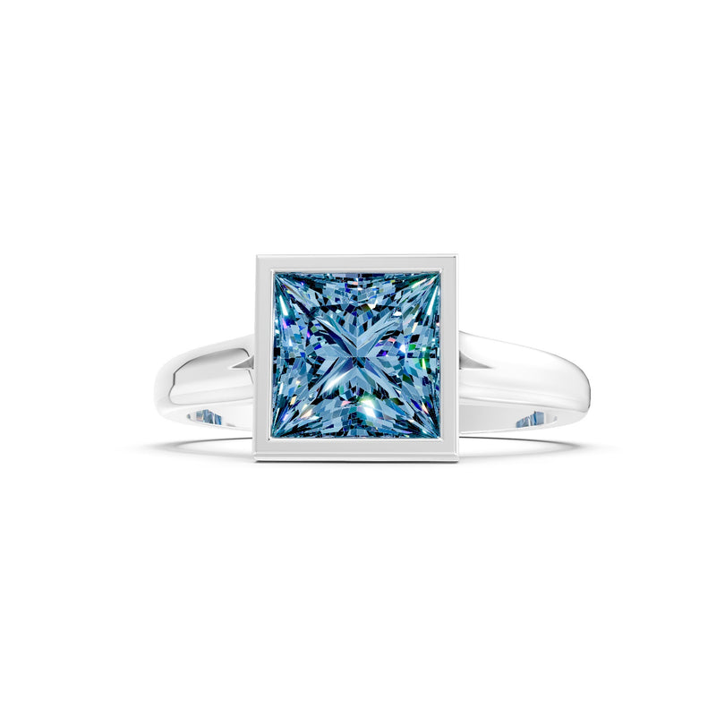 Princess Cut Bezel Gemstone Solitaire Ring