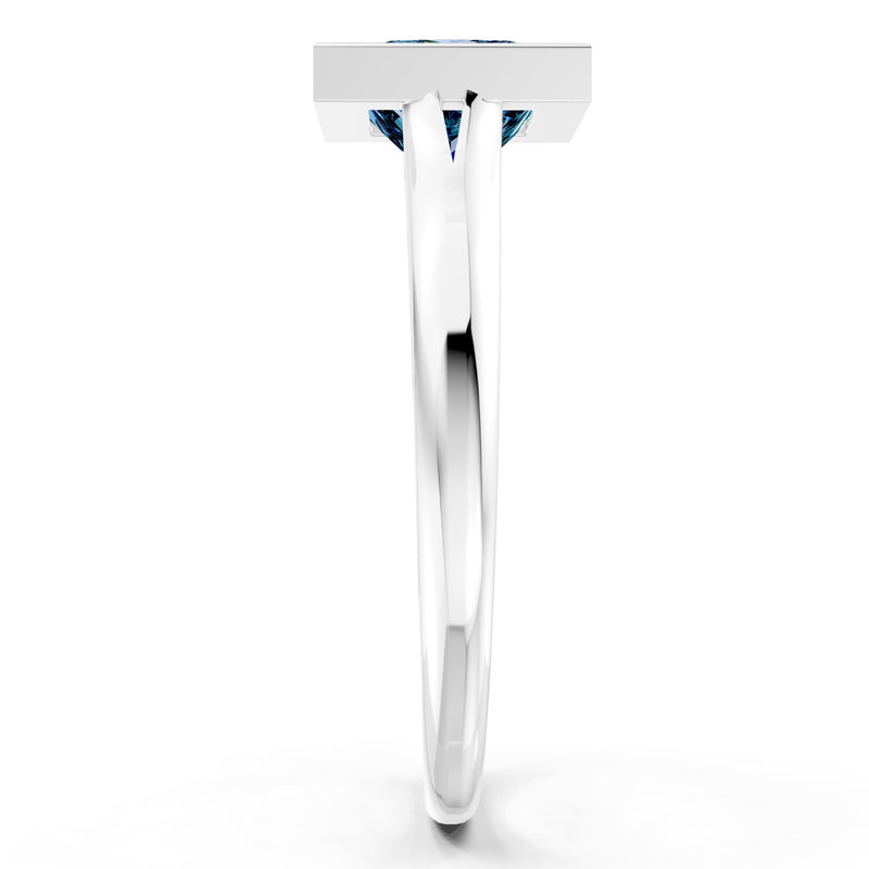 Princess Cut Bezel Gemstone Solitaire Ring