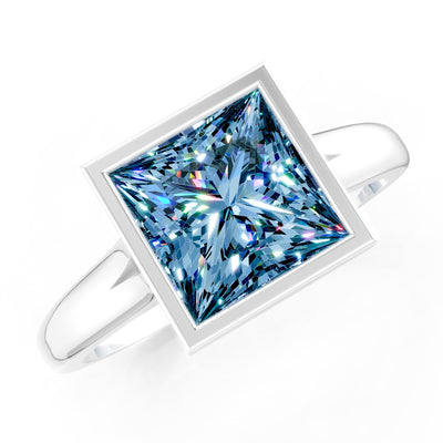 Princess Cut Bezel Gemstone Solitaire Ring